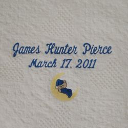 Embroidered Bear on Moon Personalized Baby Blanket