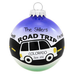 Road Trip Personalized Glass Ball Christmas Ornament