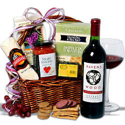 Red Wine and Gourmet Cheese Gift Basket