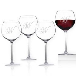 4 Personalized Crystal Beaujolais Wine Glasses