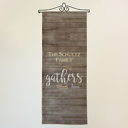Personalized Family Gathers Here Wall Hanging