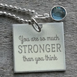 Personalized You Are Stronger Square Necklace