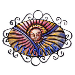 Mexican Sun Forged Iron Welcome Sign