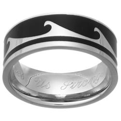 Men's Stainless Steel Wave Engraved Band