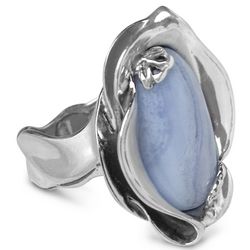 Calla Lily Blue Lace Agate Elongated Ring