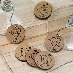 Engraved Wood Initial Wine Charm Favors