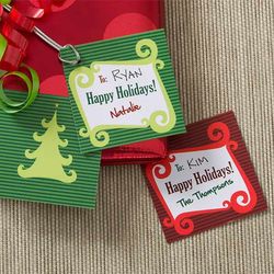 Personalized Happy Holidays Christmas Present Gift Tags