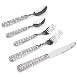Mirror-Polished Stainless Steel Flatware Set with Plastic Handles
