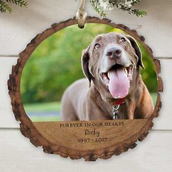 Custom Photo Furever in our Hearts Wood Ornament