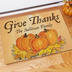 Give Thanks Personalized Pumpkins Doormat