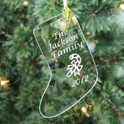 Family Personalized Glass Stocking Ornament
