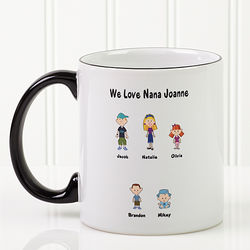 Family Cartoon Characters Personalized Coffee Mug
