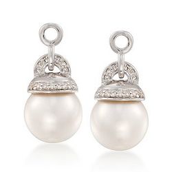 Cultured Pearl and Sterling Silver Diamond Drop Earring Jackets