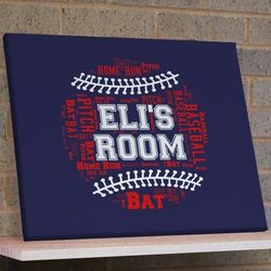 Baseball Word Art Wall Canvas
