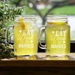 Personalized Eat, Drink, and Be Married Mason Jars