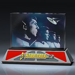 Star Trek 50th Anniversary Laser Etched Glass Sculpture
