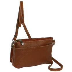 Piel Leather Top-Zip Shoulder Bag with Card Organizer
