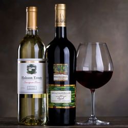 Bottle of California Red and White Wines