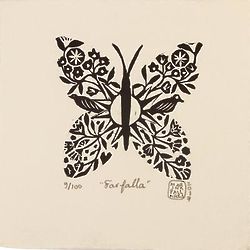 Farfalla Signed Butterfly Block Print
