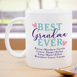 Personalized Best Grandma Ever Heart Mug