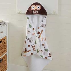Woodland Adventure Owl Personalized Hooded Towel