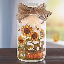 Lighted Decorative Sunflower Jar