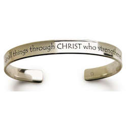 14K Gold Philippians 4:13 Cuff Bracelet