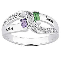 Couple's Sterling Silver Simulated Birthstone Ring