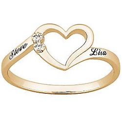 Personalized 18K Over Sterling Silver Diamond Heart Promise Ring