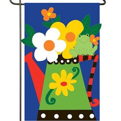 Watering Can with Frog Garden Flag