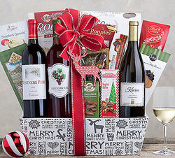 Red and White Wine Christmas Trio Gift Box