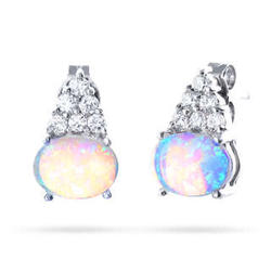 Opal and Cubic Zirconia Tiered Stud Earrings