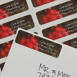 Personalized Red Ornament Holiday Return Address Labels