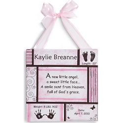 Personalized Pink Baby Information Art Canvas