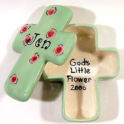 Personalized Rose Ceramic Cross Box