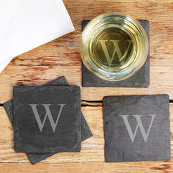 4 Personalized Naturally Edged Slate Coasters