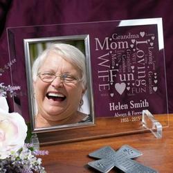 Memorial Word-Art Beveled Glass Picture Frame