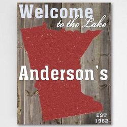 Welcome to the Lake House Personalized State Canvas Art Print