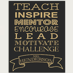 Teach - Inspire Personalized Chalkboard Style Sign