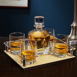Personalized Eastham Bar Tray, Rocks Glasses, and Decanter