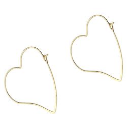 14 Karat Gold-Plated Heart Hoop Earrings