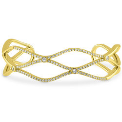 Gold Plated Cubic Zirconia Woven Cuff Bracelet