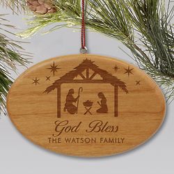 Personalized God Bless Wood Ornament