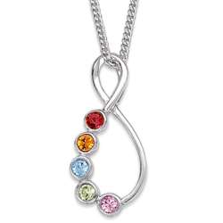 Sterling Silver Eternal Family Birthstone Necklace