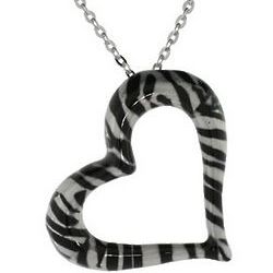 Sterling Silver Zebra Print Heart Pendant