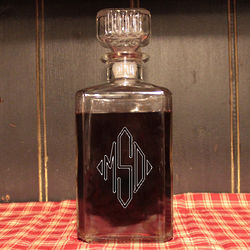 Personalized Diamond Monogram Glass Liquor Decanter