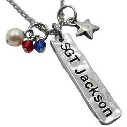 Military Armed Forces Personalized Custom Pewter Bar Necklace