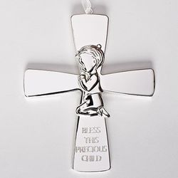 Boy's Silver-Tone Cross with Wall Hanger