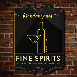 Personalized Fine Spirits Wood Bar Sign