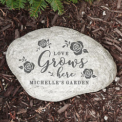Personalized Love Grows Here Family Garden Stone
